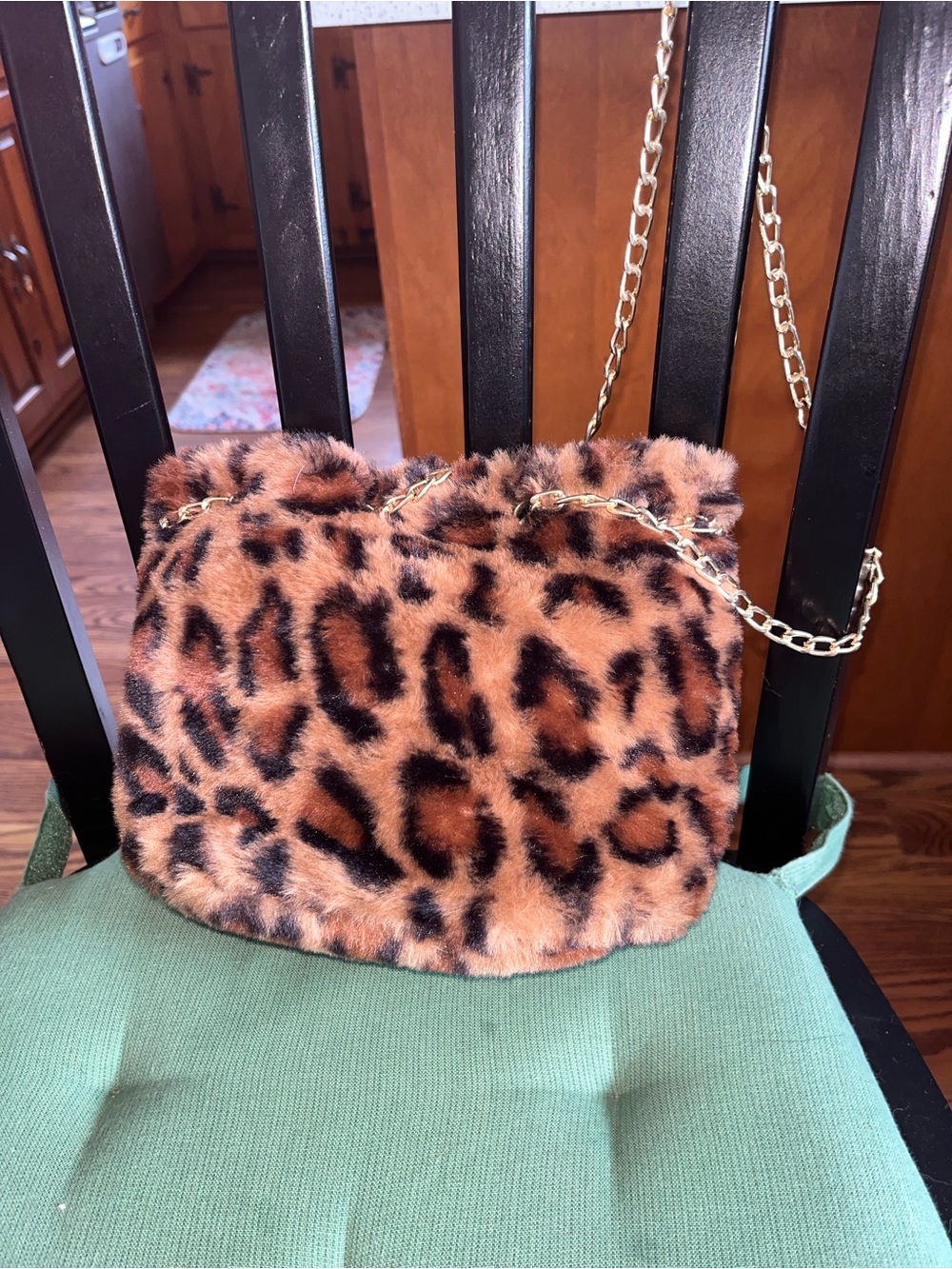 Leopard Faux-Fur Chain Crossbody Bag - BrownNWOT